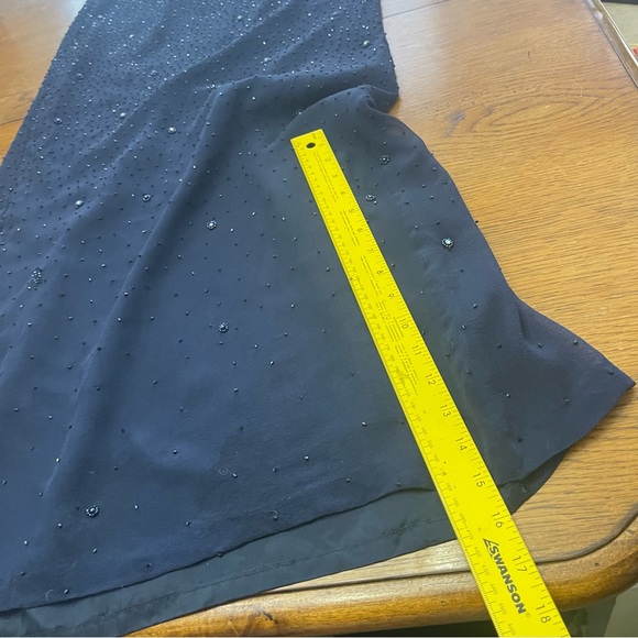 Tiffany designs silk maxi navy beaded square neck open back gown 6 - Picture 10 of 16